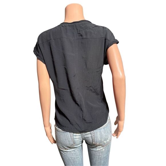 Forever 21 crew neck black and orange Aztec printed polyester top M - Picture 4 of 6